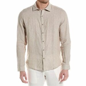 Onia Men's Beige Linen Shirt Button Up Dress Shirt Men’s Size Large
